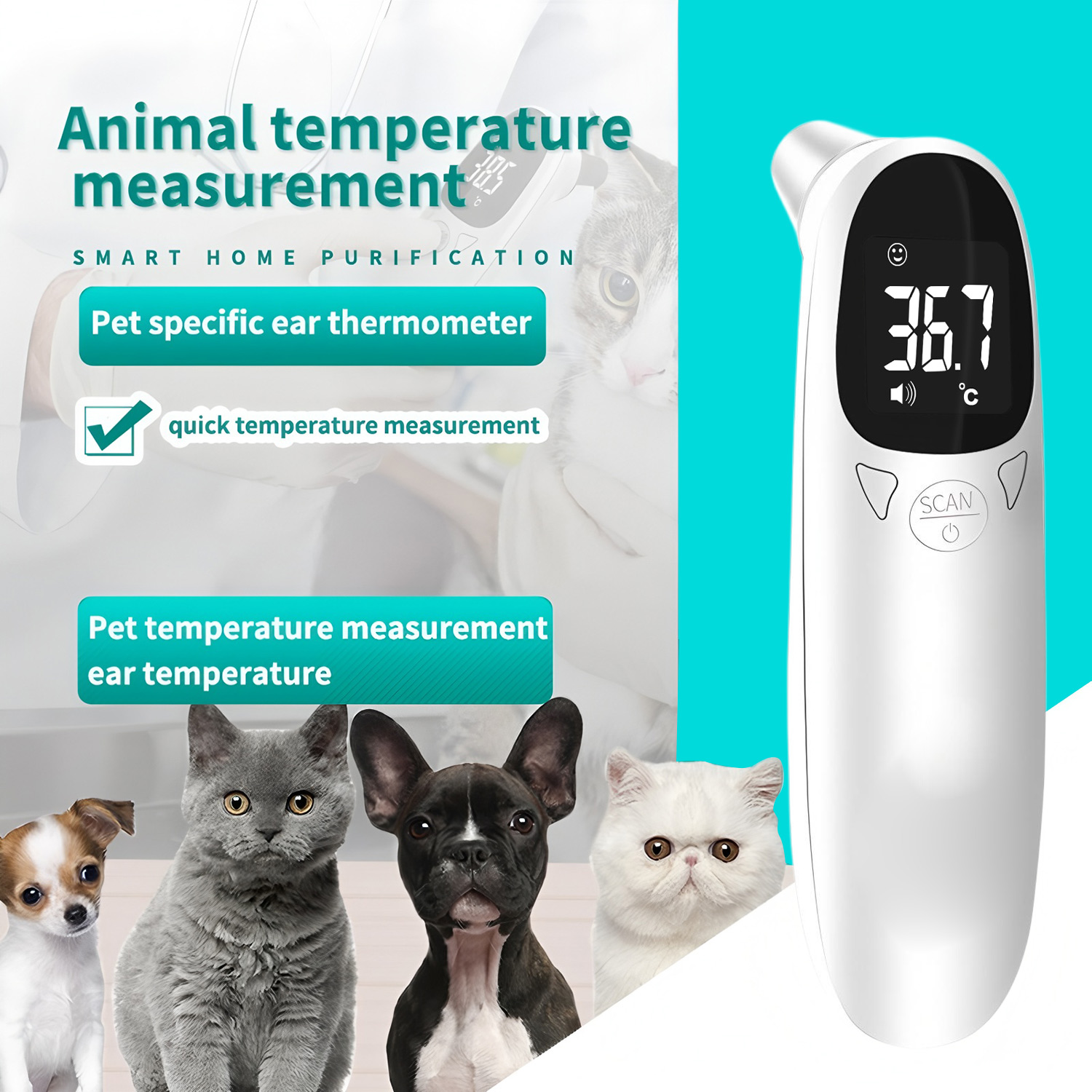 Pet Supplies Direct - ペット耳用デジタル体温計非接触電子温度測定器犬猫子犬獣医用品用