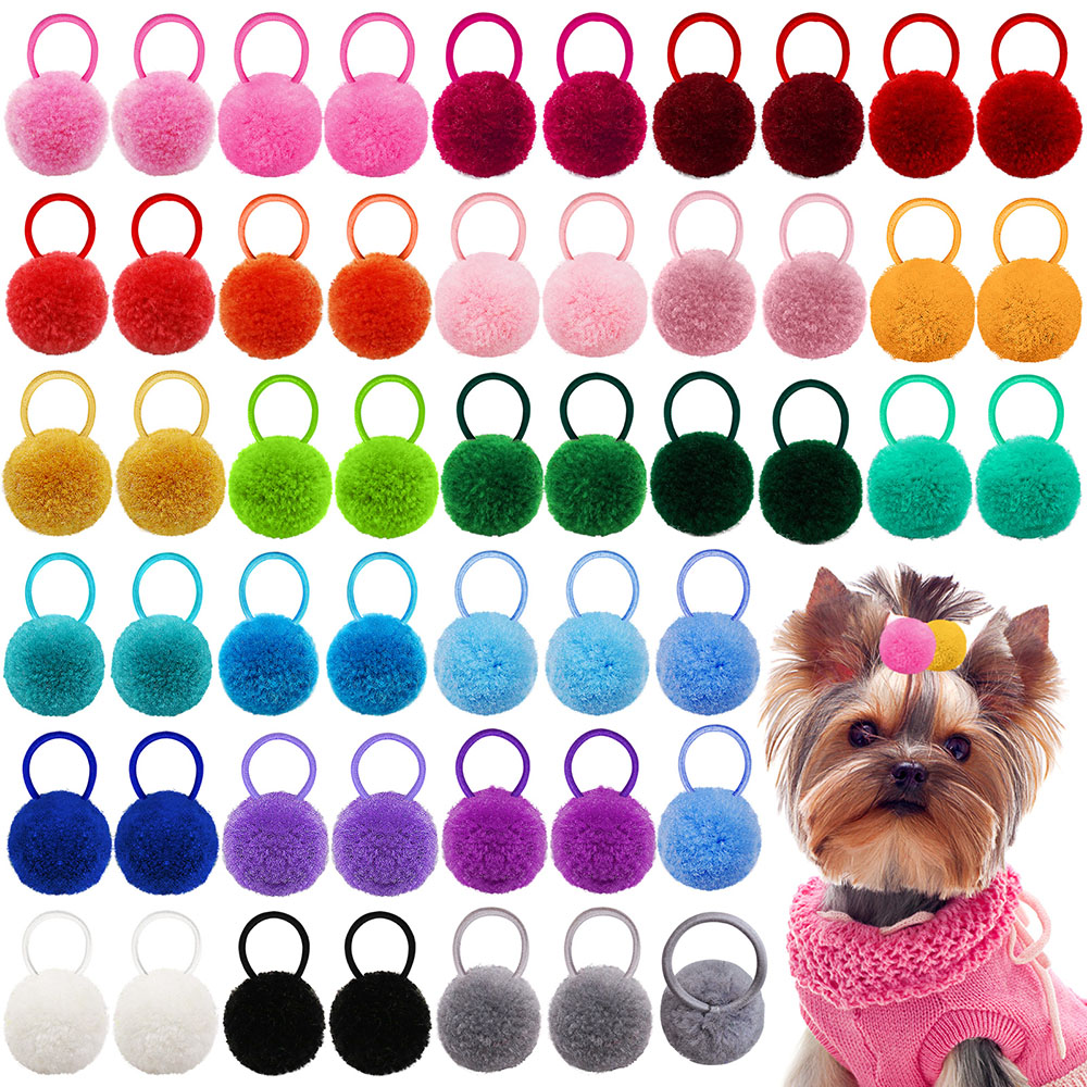 Pet Supplies Pet Shop - 10 個ヘアゴム犬アクセサリーソリッドボールヘアリボン小型犬猫子犬ヘアケア用品ペットグルーミングリトルペットショップ
