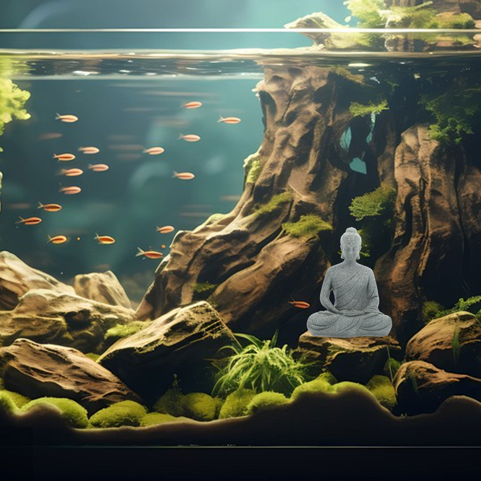 Aquarium Fish Tank - ミニ仏像樹脂製小型水槽彫刻 魚タンク装飾 水中仏像デコレーション デスクトップガーデンオーナメント