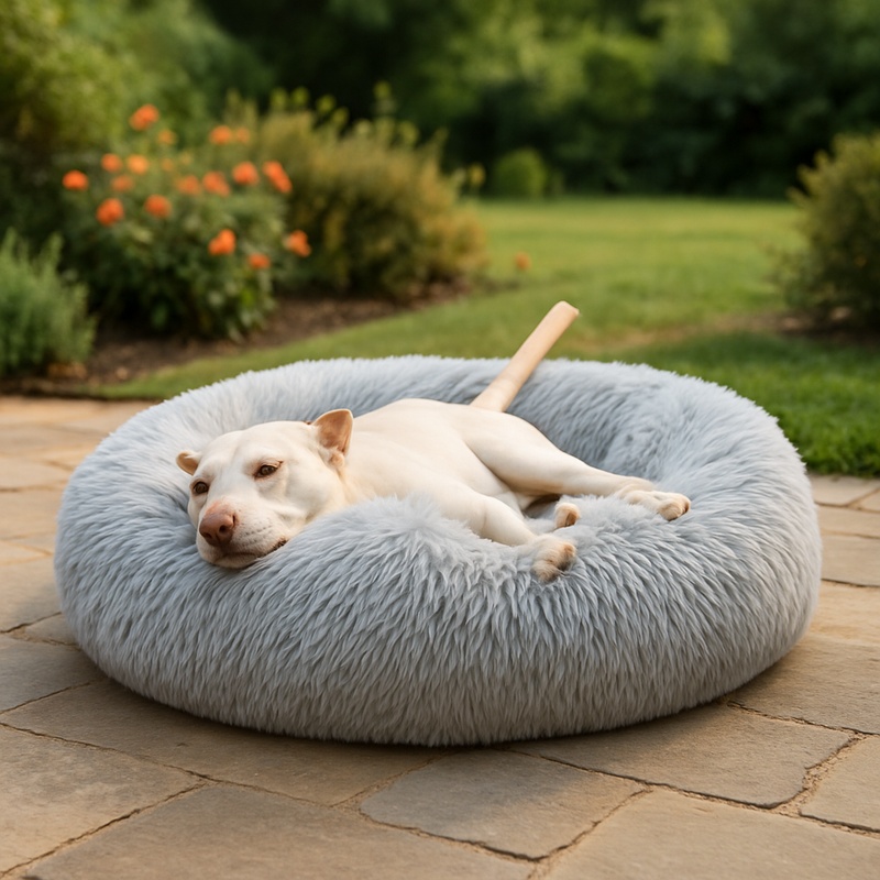居心地の良い洗える丸型ペットベッド（猫・犬用）、柔らかいプラ - Calming Dog Bed のレビューと価格