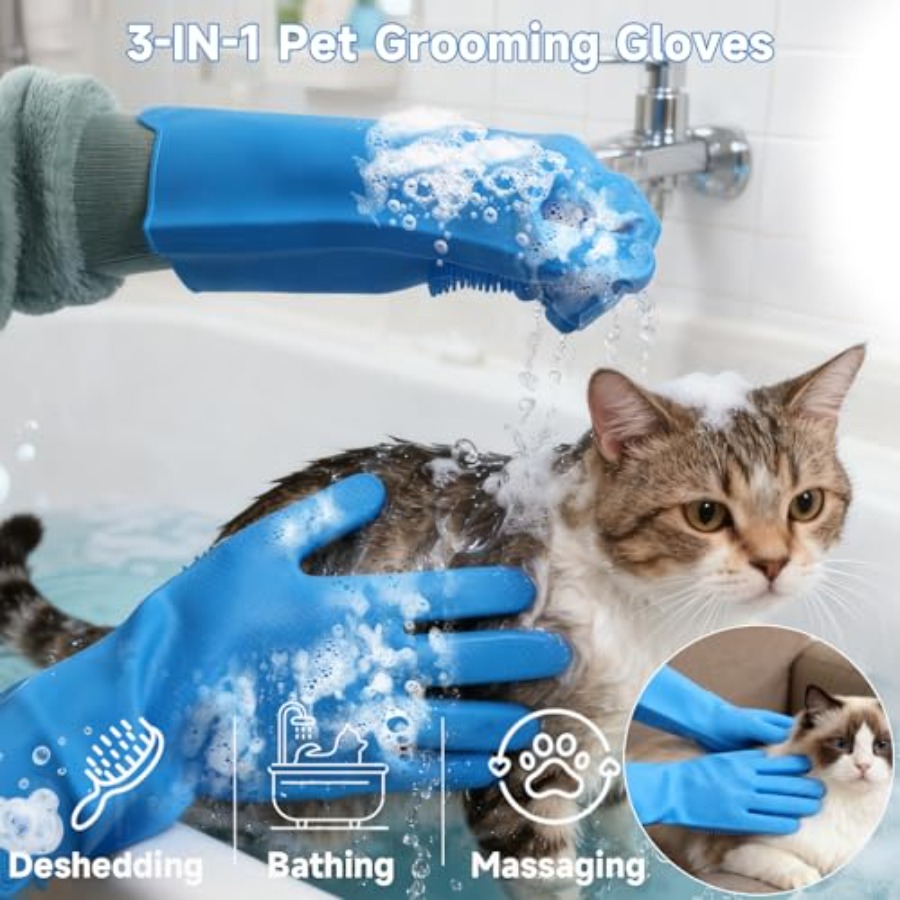 3点セット 犬用バス用品、犬用バスブラシ、犬用洗浄用手袋、犬 - Pet X Supplies & Tack Howell Photos のレビューと価格