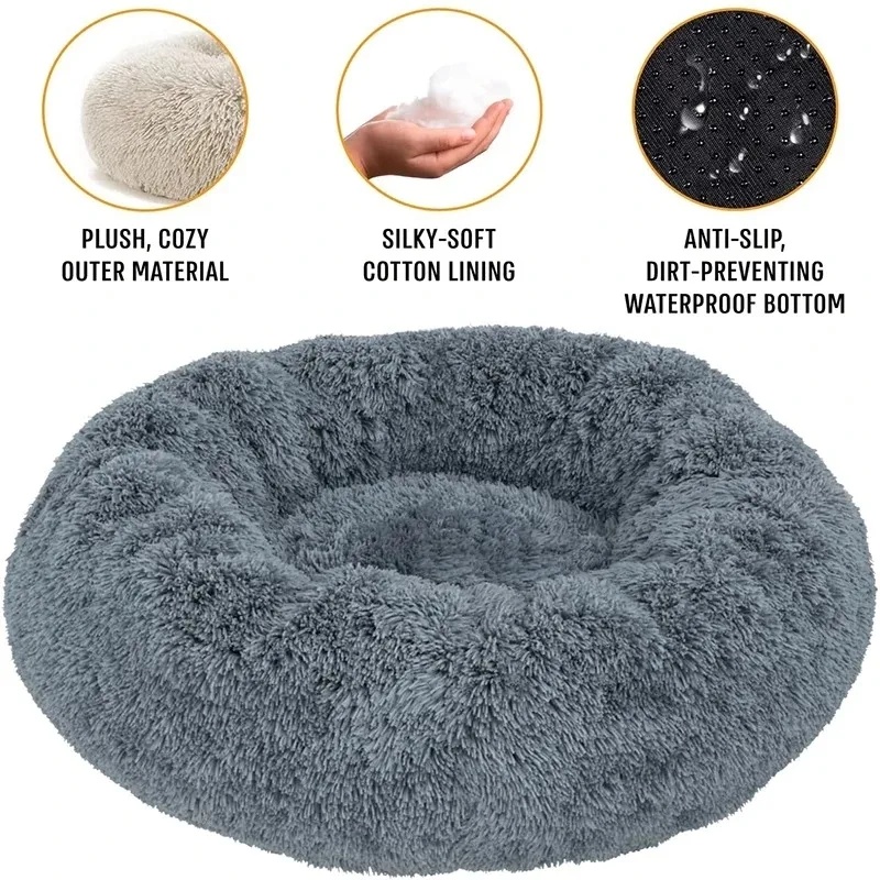 丸型ぬいぐるみ犬用ベッド 冬用暖かい猫用ベッド 洗えるペット - Calming Dog Bed のレビューと価格