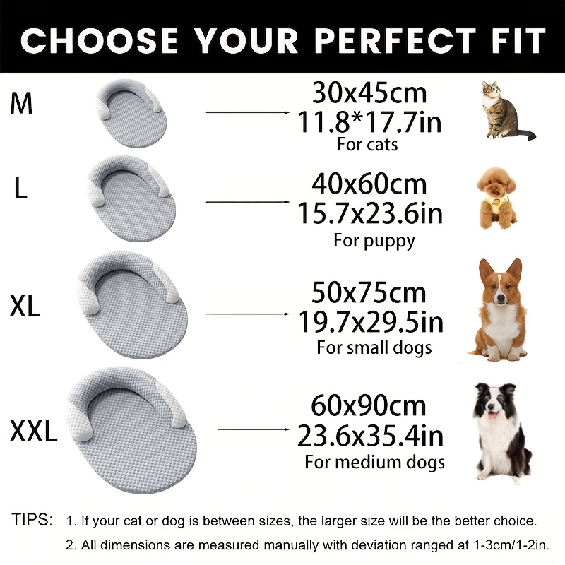 夏用アイスシルク冷却犬用ベッド、楕円形、通気性、熱分散、猫用 - Calming Dog Bed のレビューと価格