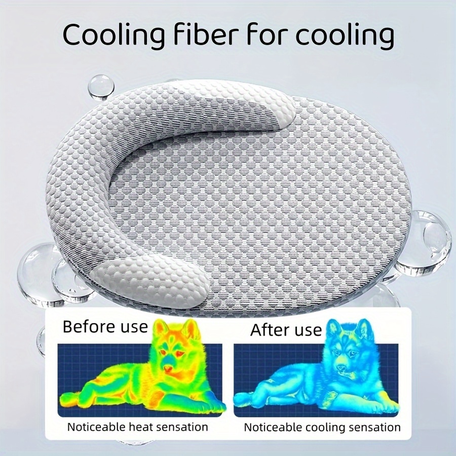 夏用アイスシルク冷却犬用ベッド、楕円形、通気性、熱分散、猫用 - Calming Dog Bed のレビューと価格