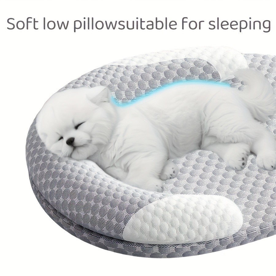 夏用アイスシルク冷却犬用ベッド、楕円形、通気性、熱分散、猫用 - Calming Dog Bed のレビューと価格